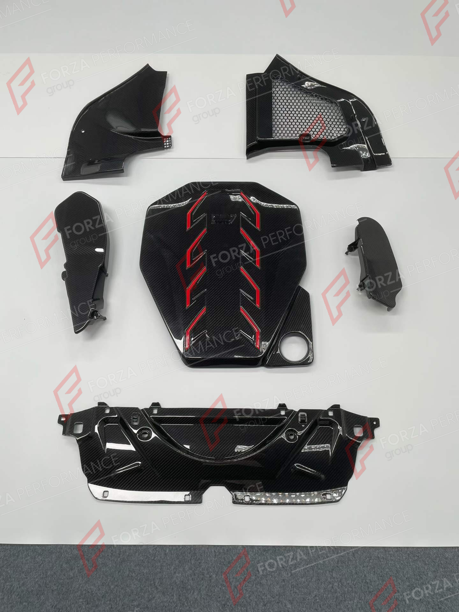 DRY CARBON ENGINE BAY KIT for BMW M5 G90 G99 2024+

Set includes:
Engine Cover
Engine Bay Trim Covers

Material: Dry Carbon

NOTE: Professional installation is required.