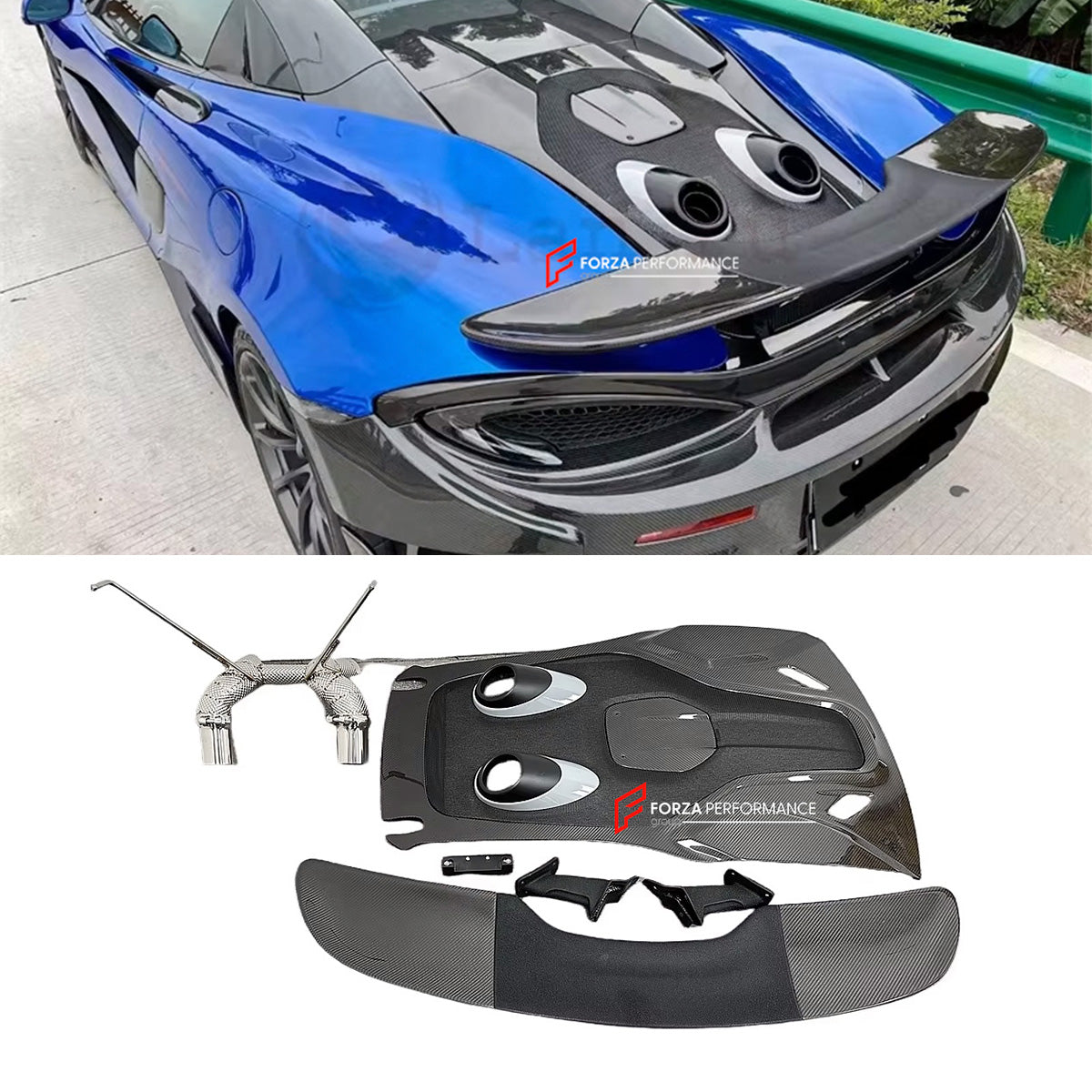 DRY CARBON ENGINE COVER WITH SPOILER for MCLAREN 540C 570S upgrade to 600LT