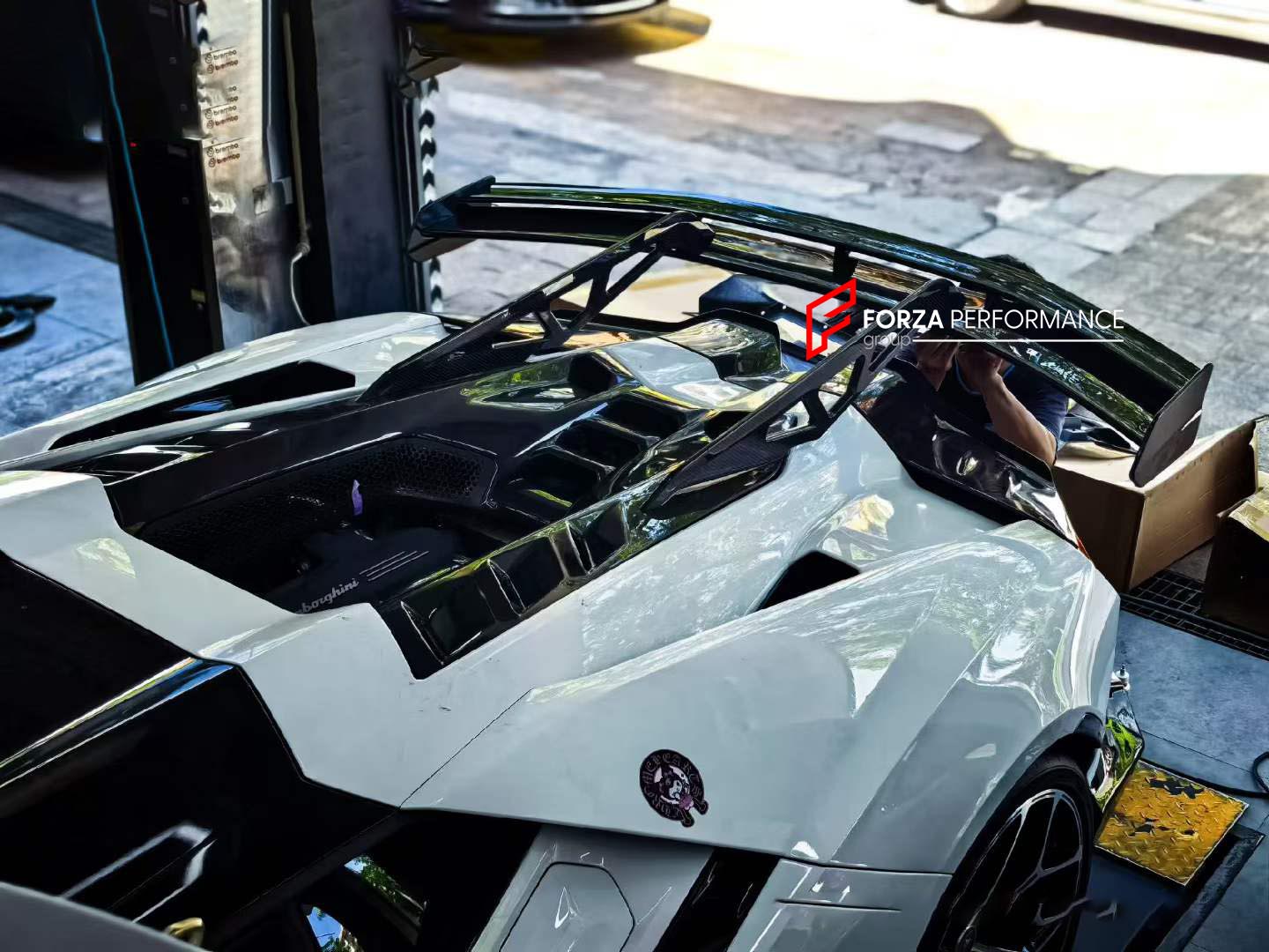 DRY CARBON ENGINE COVER WITH SPOILER WING for LAMBORGHINI REVUELTO 2023+