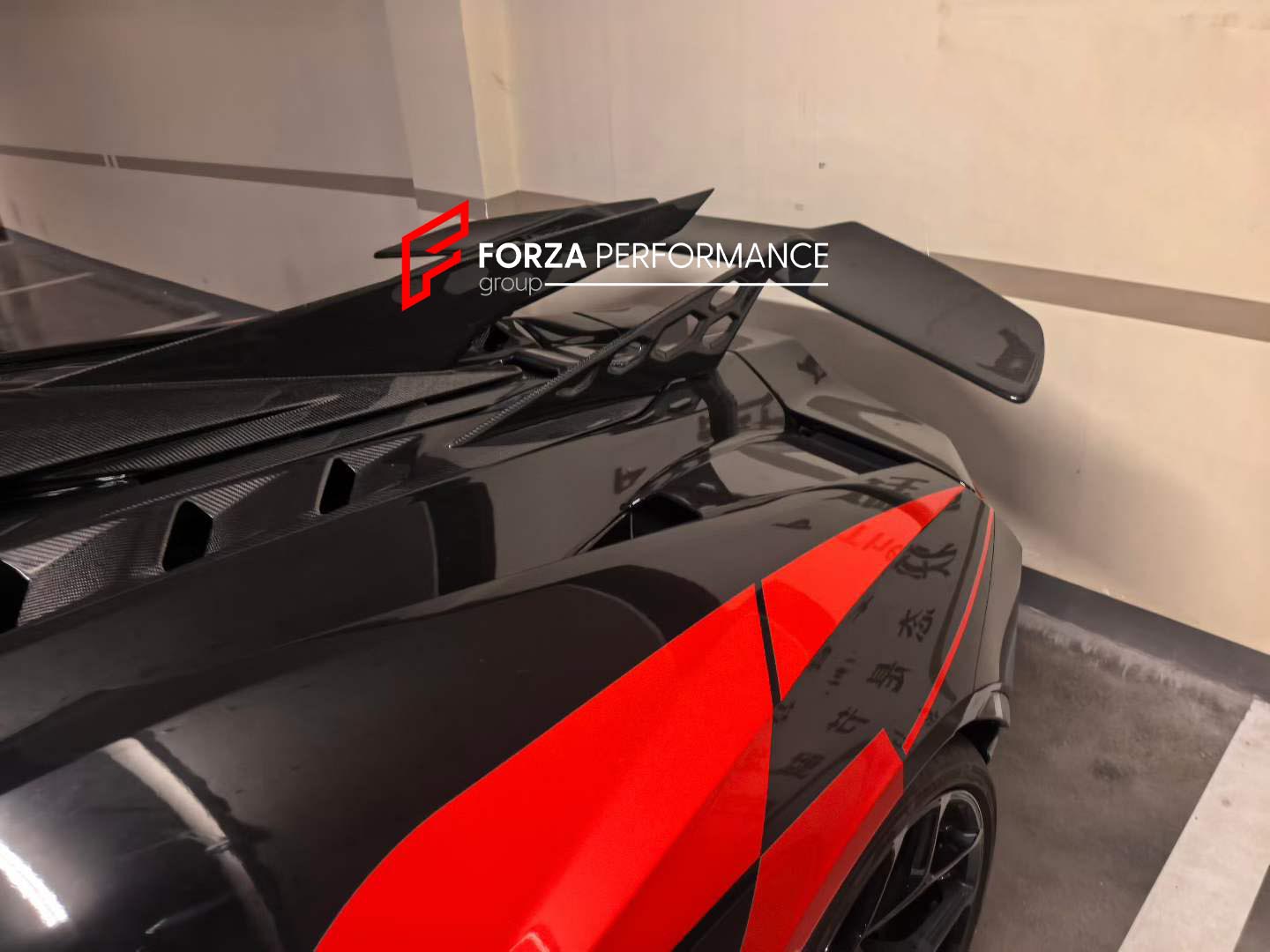 DRY CARBON ENGINE COVER WITH SPOILER WING for LAMBORGHINI REVUELTO DUKE 2023+ custom fit buy Ragnarok style design