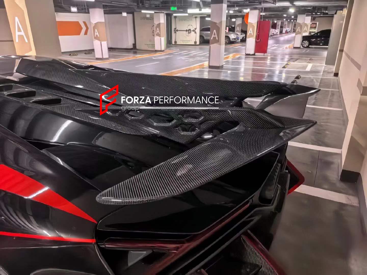 DRY CARBON ENGINE COVER WITH SPOILER WING for LAMBORGHINI REVUELTO DUKE 2023+ custom fit buy Ragnarok style design