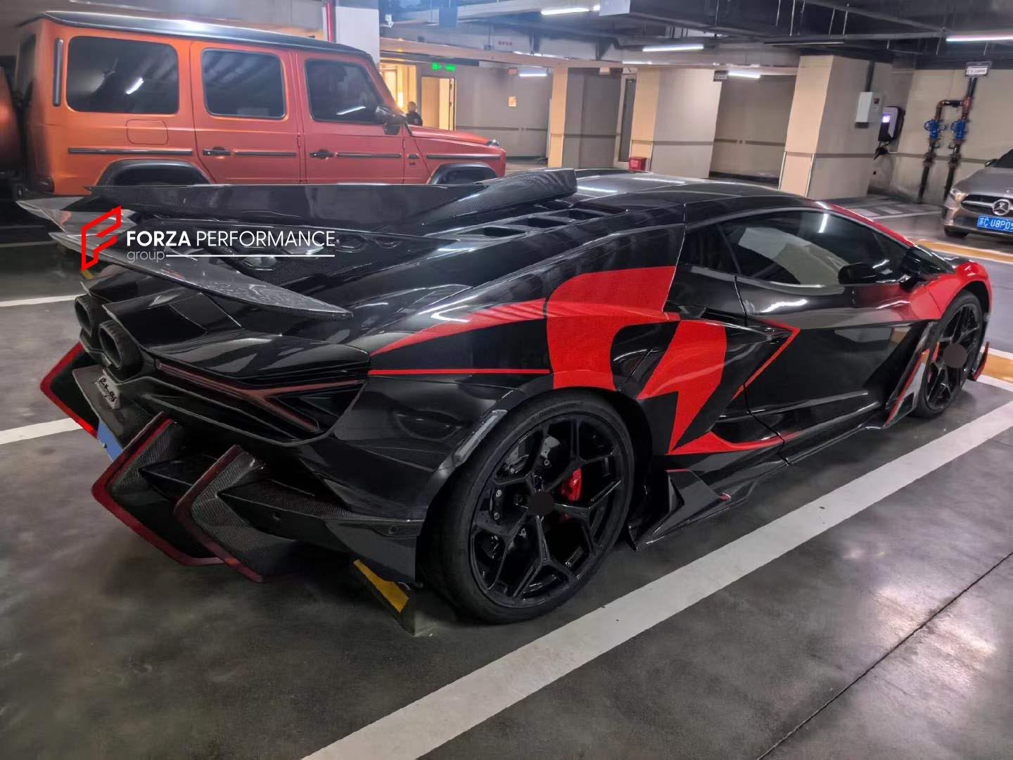 DRY CARBON ENGINE COVER WITH SPOILER WING for LAMBORGHINI REVUELTO DUKE 2023+ custom fit buy Ragnarok style design