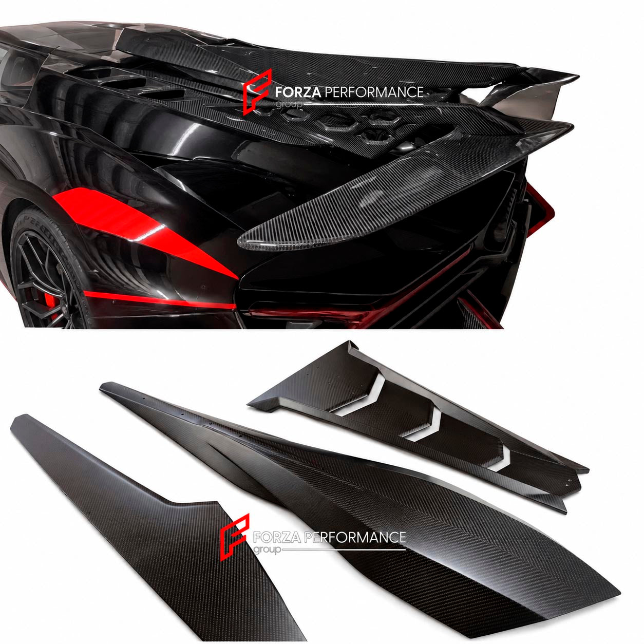 DRY CARBON ENGINE COVER WITH SPOILER WING for LAMBORGHINI REVUELTO DUKE 2023+ custom fit buy Ragnarok style design