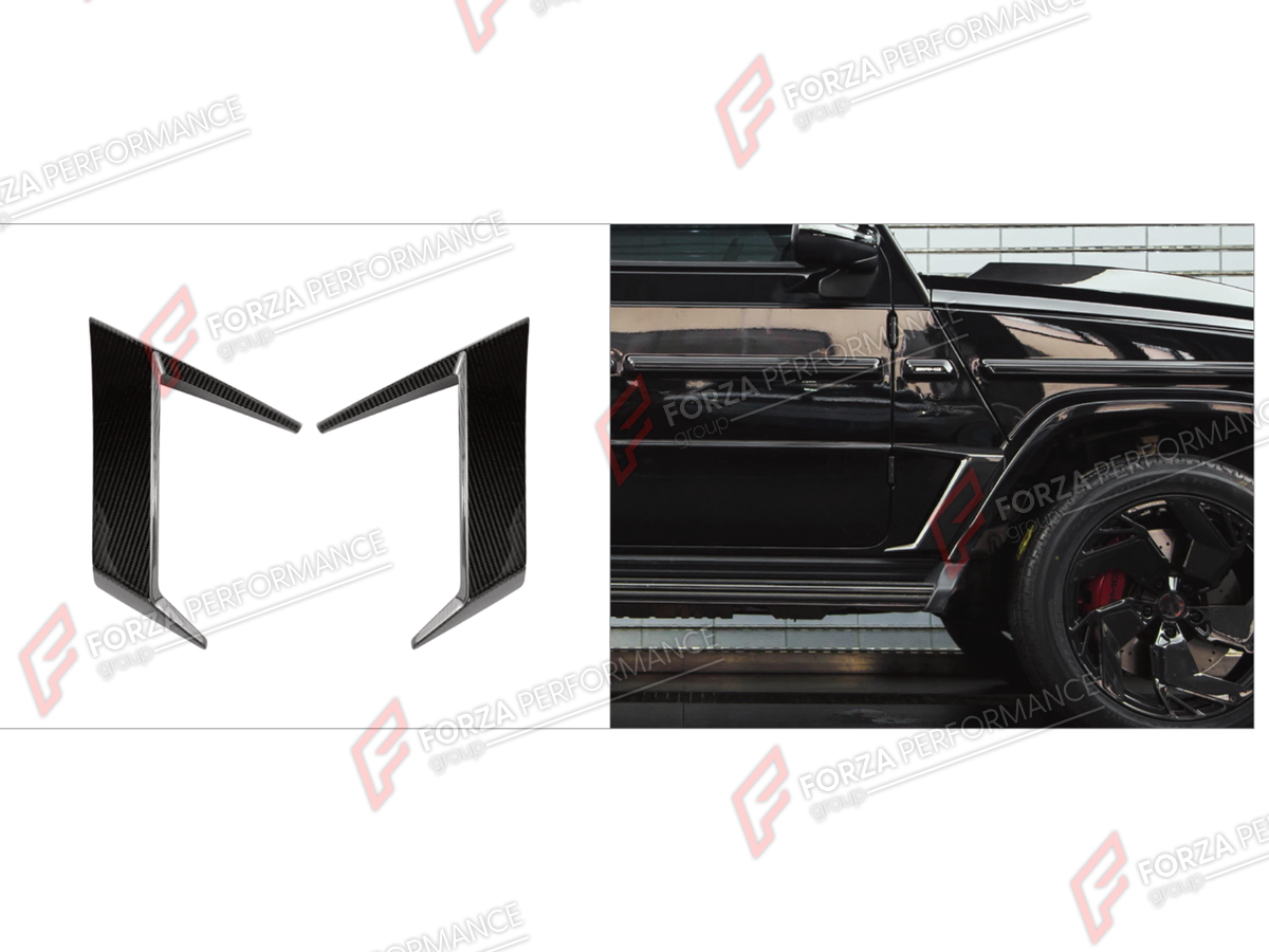 DRY CARBON FENDER TRIM COVERS for MERCEDES-BENZ G-CLASS W464 G500 2019 - 2024 FORZA PERFORMANCE custom fit Shark Style

Set includes:
Fender Trim Covers

Material: Dry Carbon

NOTE: Professional installation is required.