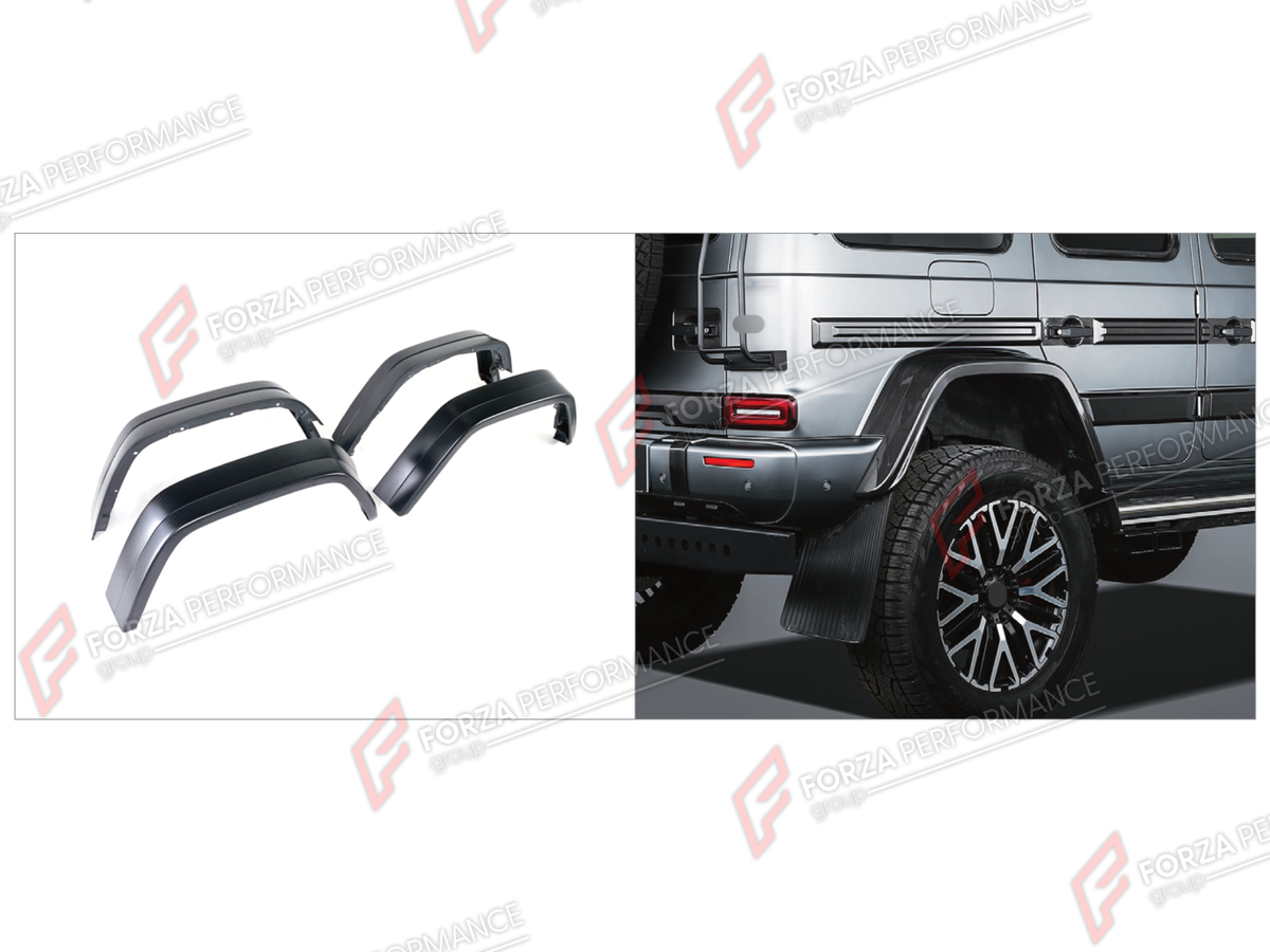 DRY CARBON FENDERS for MERCEDES-BENZ G-CLASS W464 4X4 2019 - 2024

Set includes:
Front Fenders
Rear Fenders

Material: Dry Carbon

NOTE: Professional installation is required.