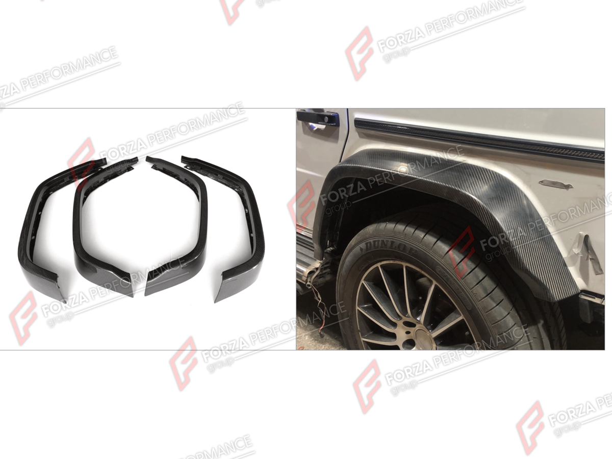 DRY CARBON FENDERS for MERCEDES-BENZ G-CLASS W464 G63 2019 - 2024 FORZA PERFORMANCE custom fit G63 Style

Set includes:
Front Fenders
Rear Fenders

Material: Dry Carbon

NOTE: Professional installation is required.