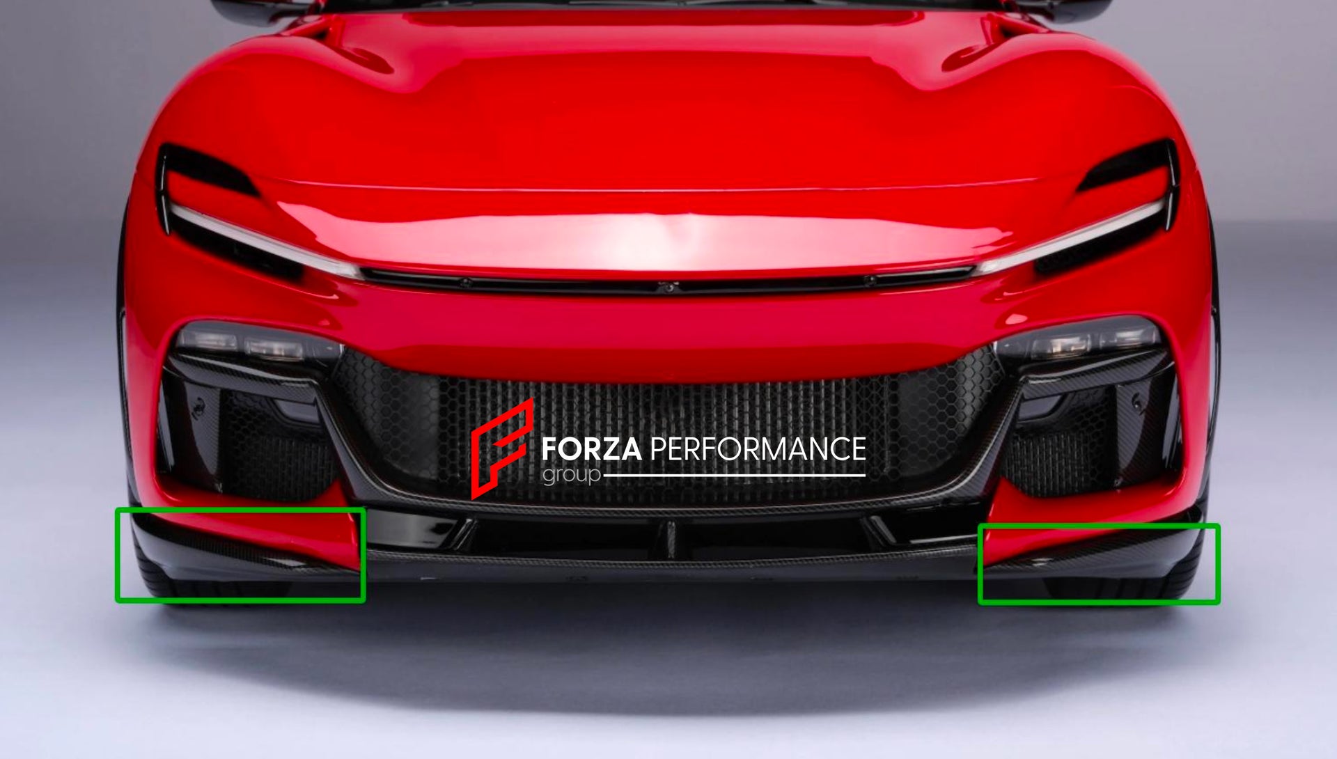 DRY CARBON FRONT LIP SPLITTER for FERRARI PUROSANGUE  Set includes:  Front Lip Splitter
