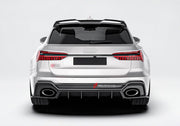 DRY CARBON FIBER BODY KIT for AUDI RS6 C8 2019 - 2023
Set includes:

Front Lip
Front Canards
Hood Bonnet
Side Mirror Covers
Side Skirts
Rear Diffuser
Roof Spoiler
Material: Dry Carbon

NOTE: Professional installation is required.