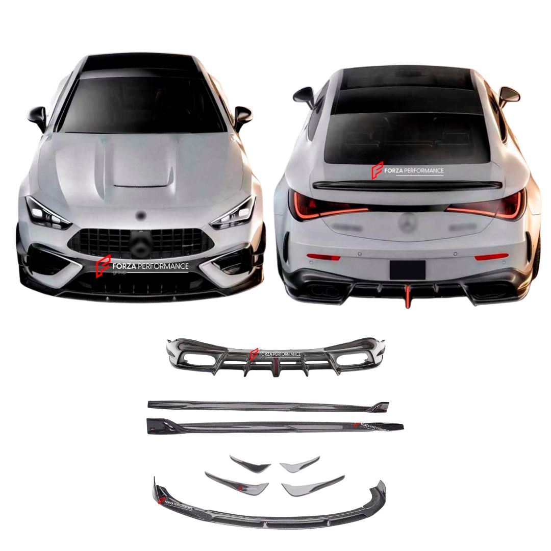 DRY CARBON FIBER BODY KIT for MERCEDES BENZ CLE 53 AMG A236 CONVERTIBLE 2024+
Set includes:

Front Lip
Front Side Canards
Side Skirts
Rear Diffuser
Material: Dry Carbon Fiber

NOTE: Professional installation is required.