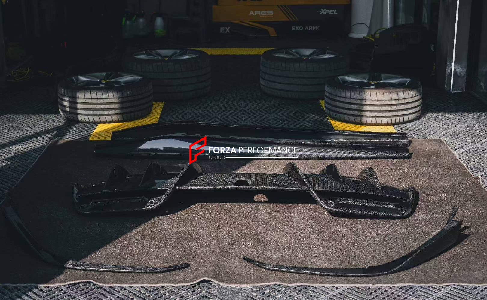 DRY CARBON FIBER BODY KIT for FERRARI 296 GTB  Set includes: Front Canards Rear Diffuser Side Skirts