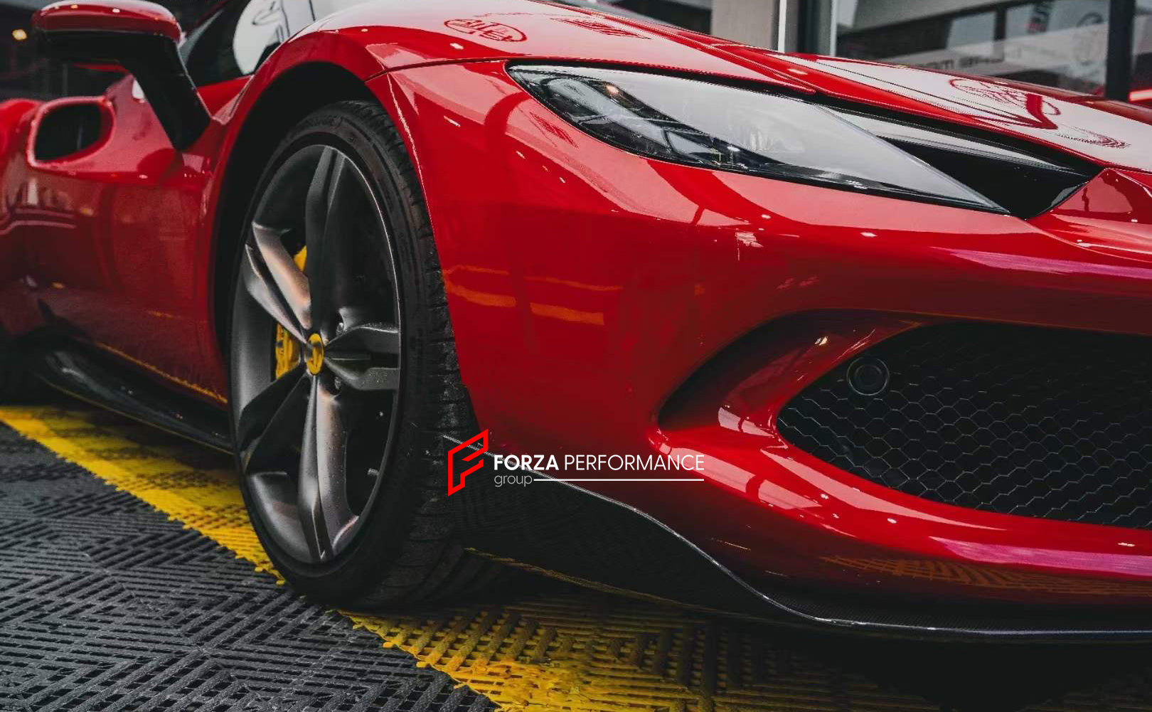 DRY CARBON FIBER BODY KIT for FERRARI 296 GTB  Set includes: Front Canards Rear Diffuser Side Skirts