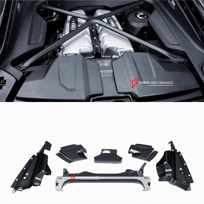 DRY CARBON FIBER ENGINE BAY COVERS for AUDI R8 4S FACELIFT 2019 - 2023