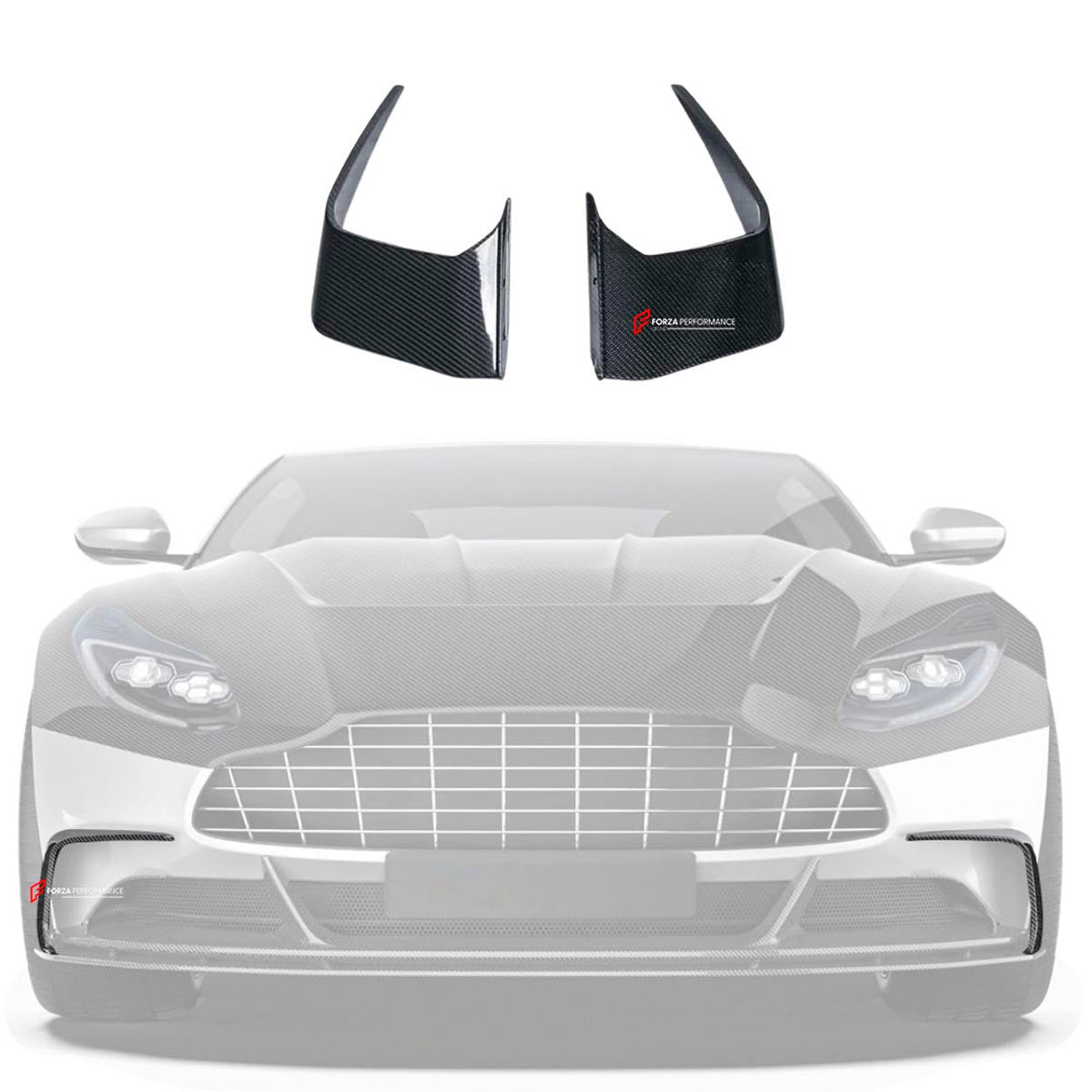DRY CARBON FIBER FRONT CANARDS for ASTON MARTIN DB11 2016 - 2023
Set includes:

Front Canards
Material: Dry Carbon

NOTE: Professional installation is required.