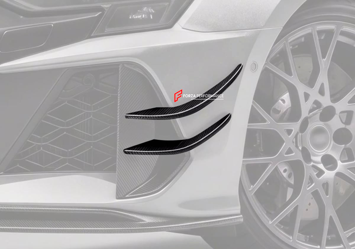 DRY CARBON FIBER FRONT CANARDS for AUDI RS3 8Y FACELIFT 2025+
Set includes:

Front Canards
Material: Dry Carbon

NOTE: Professional installation is required.