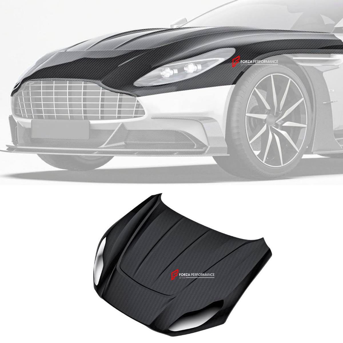 DRY CARBON FIBER HOOD BONNET for ASTON MARTIN DB11 2016 - 2023
Set includes:

Hood Bonnet
Material: Dry Carbon

NOTE: Professional installation is required.
