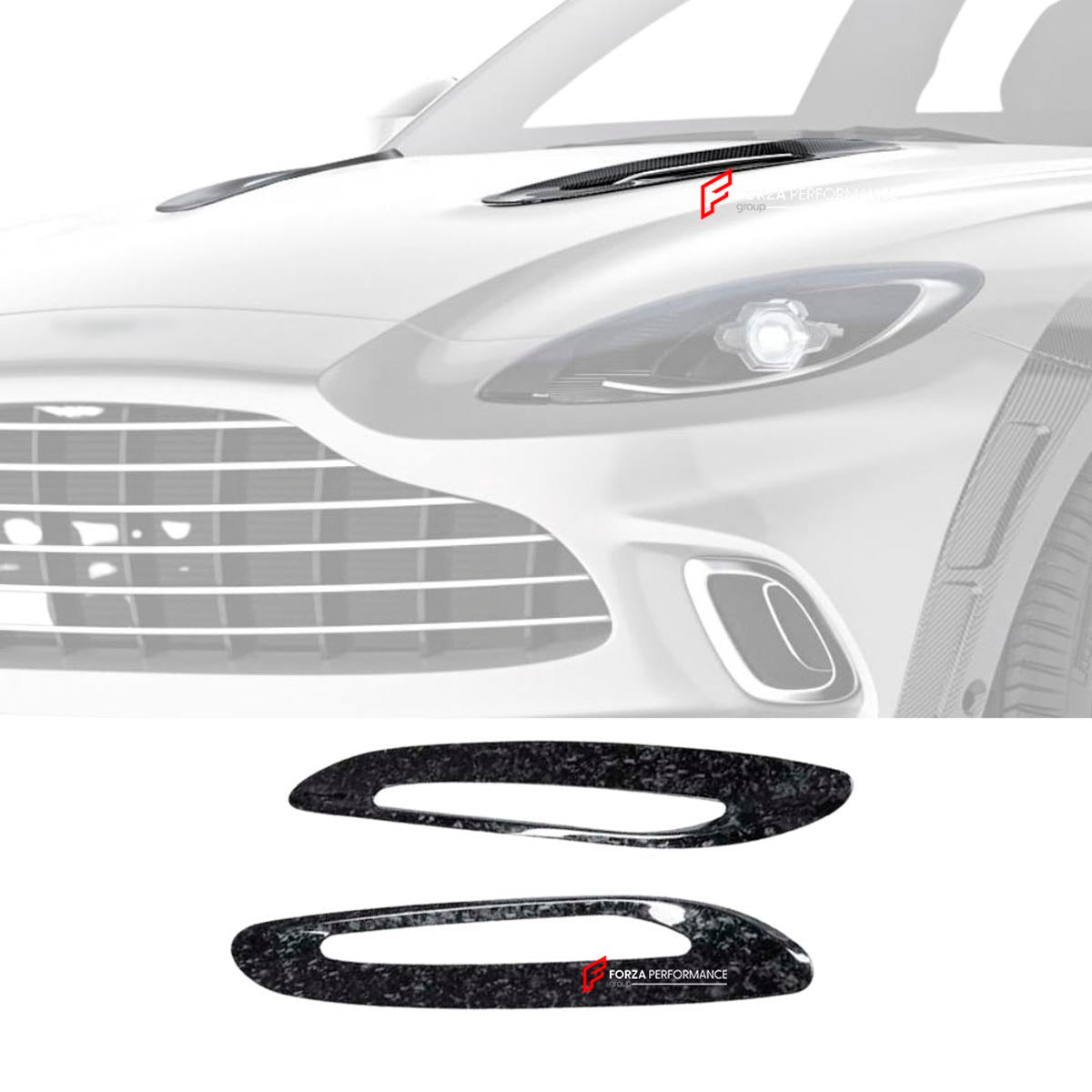 DRY CARBON FIBER HOOD VENTS for ASTON MARTIN DBX 2020+
Set includes:

Hood Vents
Material: Dry Carbon

NOTE: Professional installation is required.