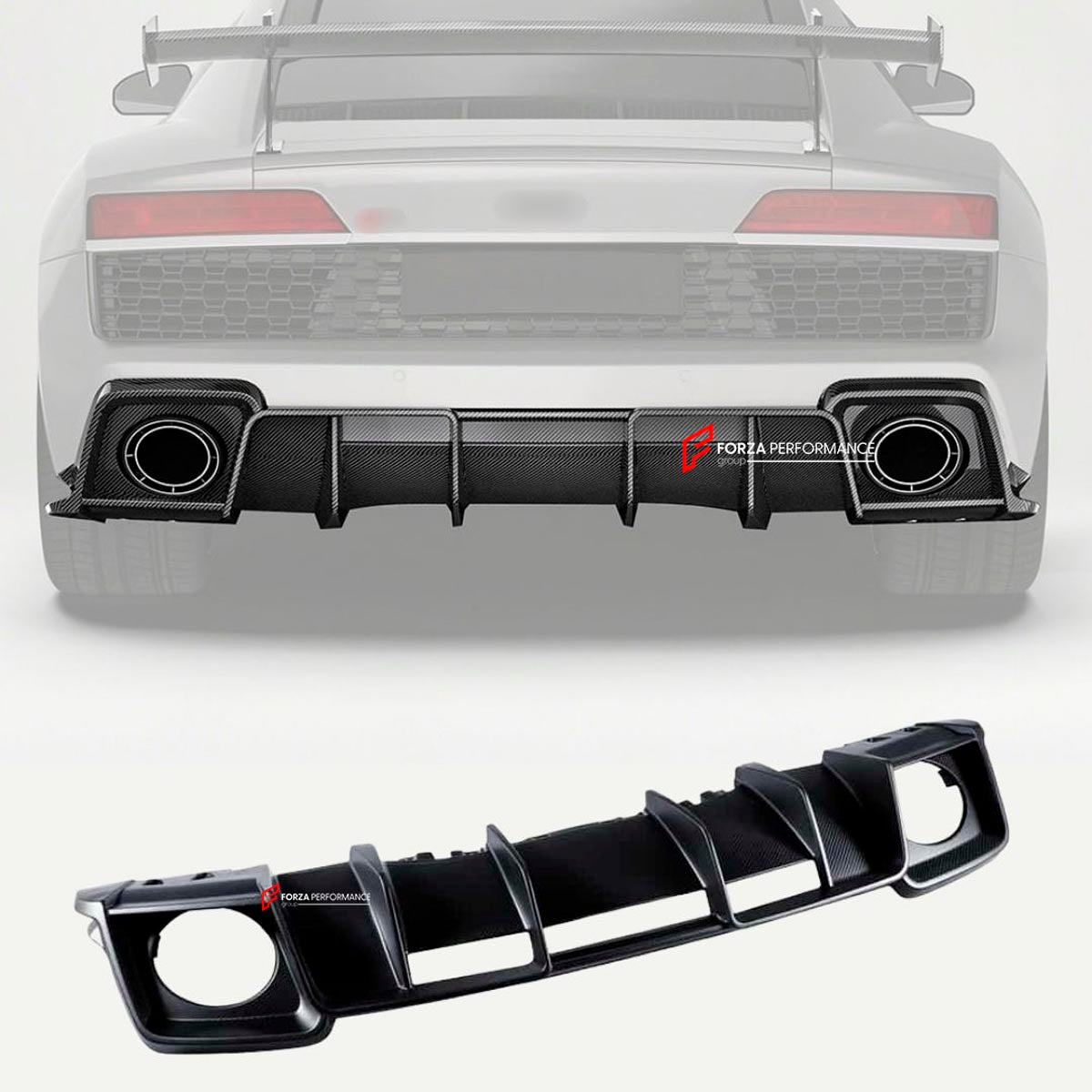 DRY CARBON FIBER REAR DIFFUSER for AUDI R8 4S FACELIFT 2019 - 2023
Set includes:

Rear Diffuser
Material: Dry Carbon

NOTE: Professional installation is required.