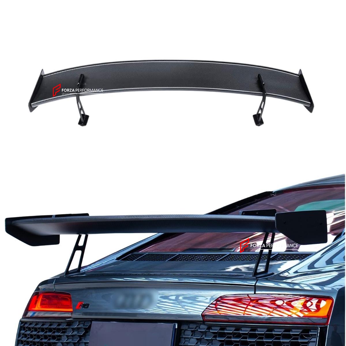 DRY CARBON FIBER REAR WING SPOILER for AUDI R8 4S FACELIFT 2019 - 2023
Set includes:

Rear Wing Spoiler
Material: Dry Carbon

NOTE: Professional installation is required.