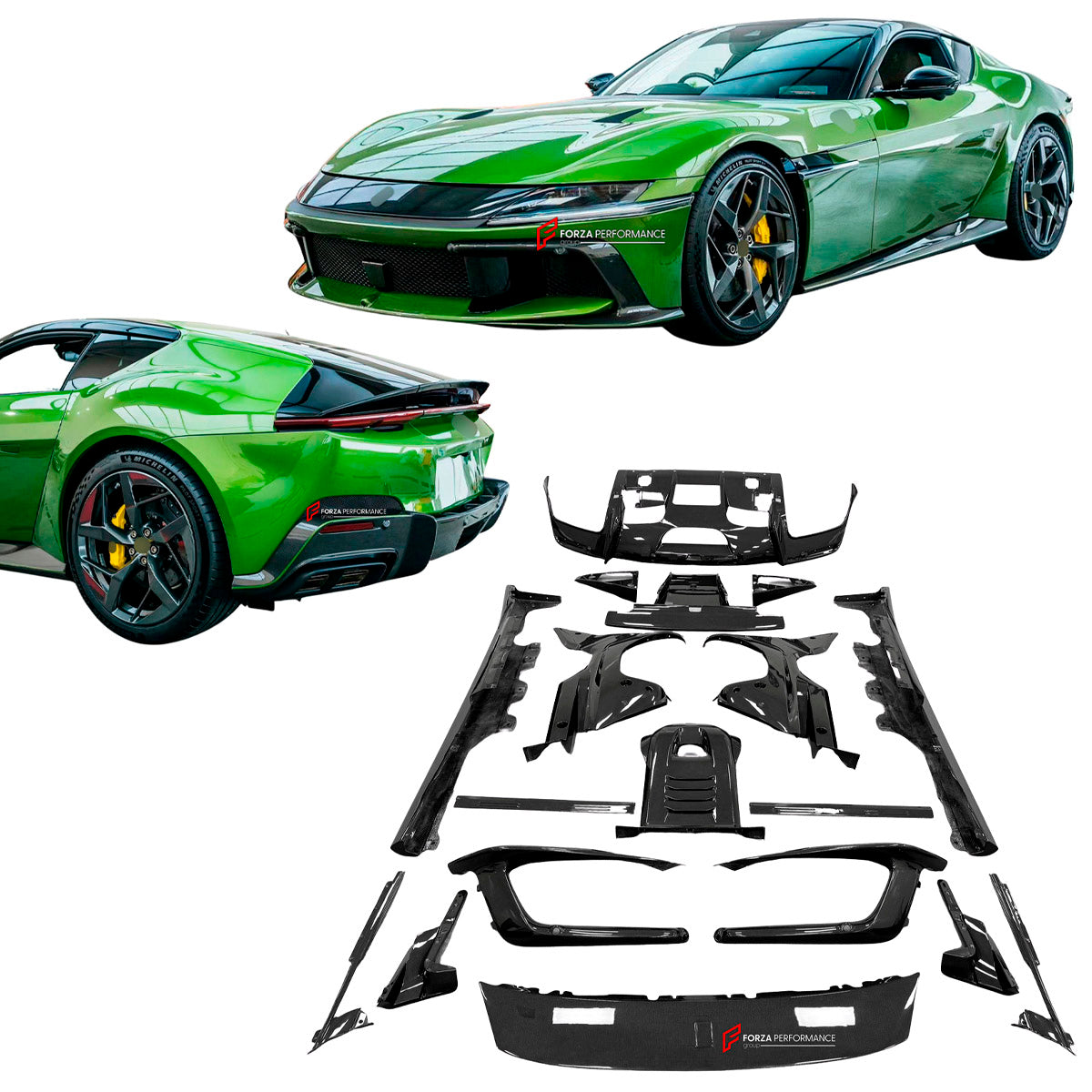 DRY CARBON FIBER REPLACEMENT BODY KIT for FERRARI 12 CILINDRI 2024+ Forza Performance custom fit
