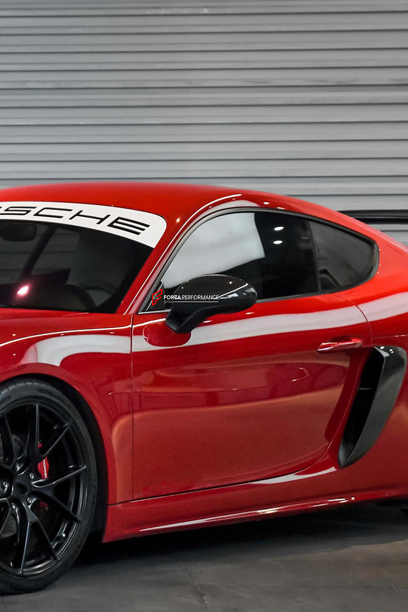 DRY CARBON FIBER SIDE MIRROR COVERS for PORSCHE 718 982 CAYMAN BOXSTER 2016+

Set includes: 

Side Mirror Covers

Material: DRY CARBON FIBER

NOTE: Professional installation is required. 