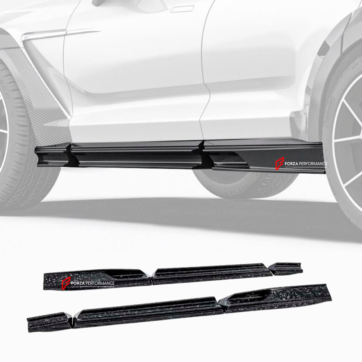 DRY CARBON FIBER SIDE SKIRTS for ASTON MARTIN DBX 2020+
Set includes:

Side Skirts
Material: Dry Carbon

NOTE: Professional installation is required.