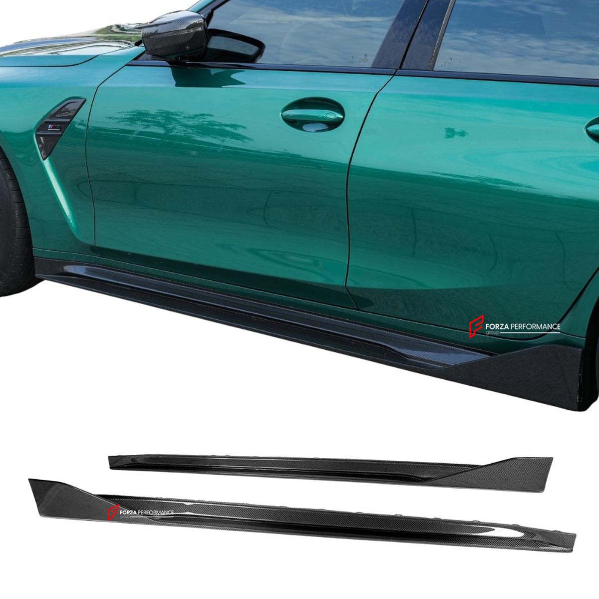 DRY CARBON FIBER SIDE SKIRTS for BMW M3 G80 2021+
Set includes:

Side Skirts
Material: Dry Carbon

NOTE: Professional installation is required.