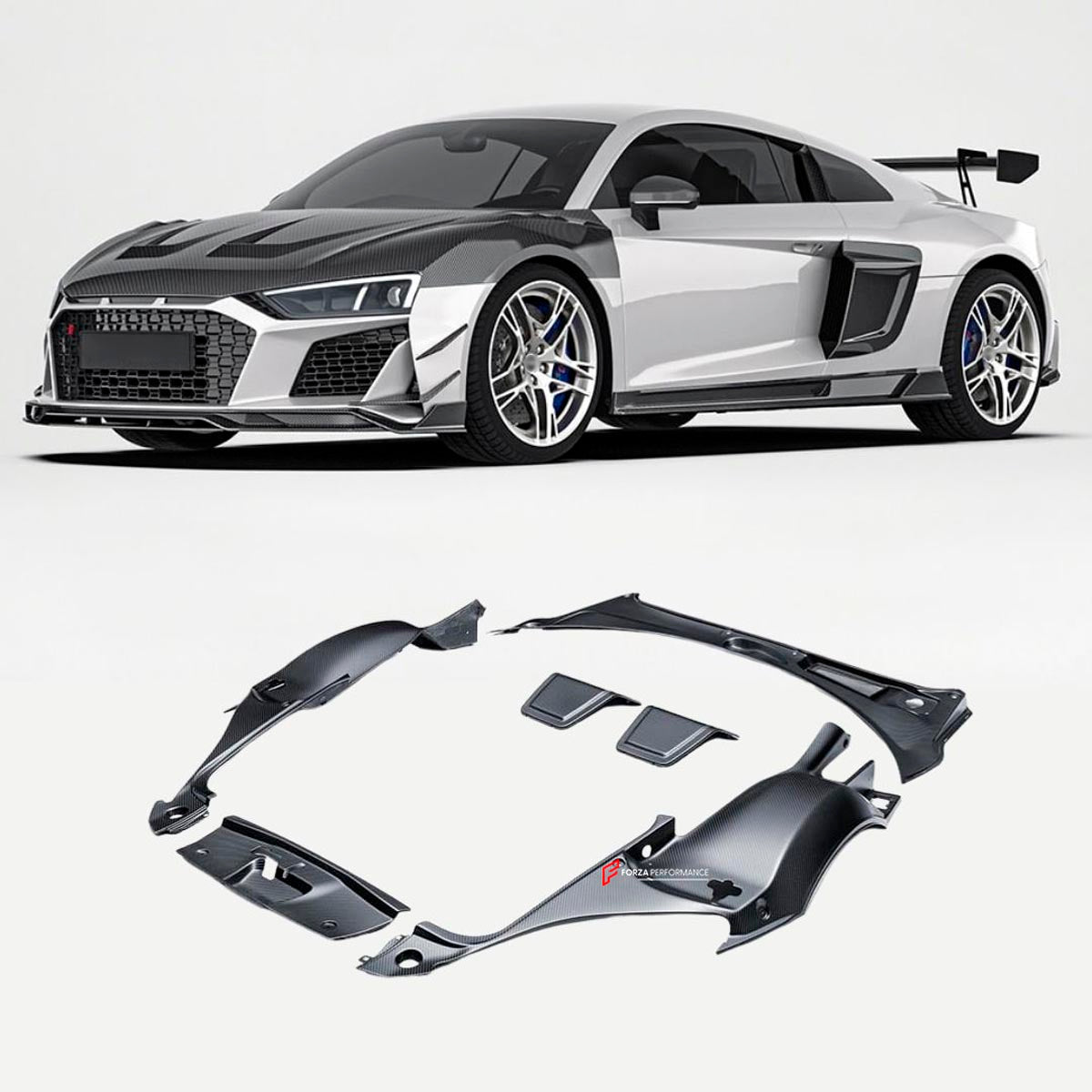 DRY CARBON FIBER TRUNK COVER for AUDI R8 4S FACELIFT 2019 - 2023
Set includes:

Trunk Cover
Material: Dry Carbon

NOTE: Professional installation is required.