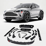 DRY CARBON FIBER WIDE BODY KIT for ASTON MARTIN DBX 2020+
Set includes:

Fender Flares
Front Lip
Hood Vents
Rear Diffuser
Rear Spoiler
Roof Spoiler
Side Skirts
Tailgate Trim Panel
Material: Dry Carbon

NOTE: Professional installation is required.