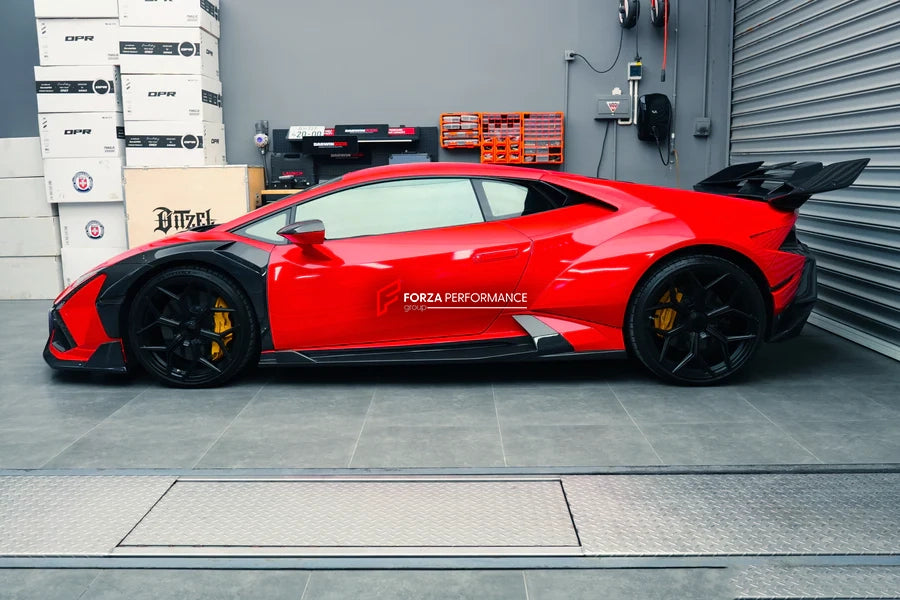 AUTHENTIC DARWIN PRO DRY CARBON FIBER WIDE BODY KIT for LAMBORGHINI HURACAN LP610 LP580 EVO 2015 - 2022  Set includes:  Front Bumper Side Fenders Fender Flares Fender Add-ons Side Skirts Rear Bumper