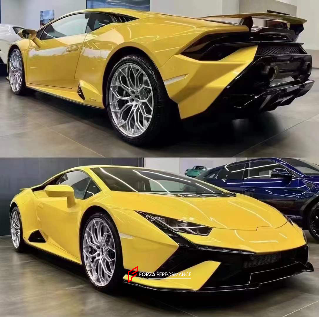 DRY CARBON FIBER WIDE BODY KIT for LAMBORGHINI HURACAN LP610 LP580 EVO 2015 - 2022  Set includes:  Front Bumper Front Hood/Bonnet Rear Spoiler Rear Bumper Rear Engine Cover Exhaust Tips