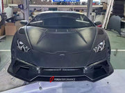 DRY CARBON FIBER WIDE BODY KIT for LAMBORGHINI HURACAN LP610 LP580 EVO 2015 - 2022  Set includes:  Front Bumper Front Hood/Bonnet Rear Spoiler Rear Bumper Rear Engine Cover Exhaust Tips