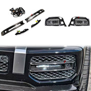 DRY CARBON Front Bumber Air Vents for Mercedes Benz W464 G63 2018 - 2024
Set includes:

Front Bumber Air Vents
Led Lights
Material: Dry Carbon

NOTE: Professional installation is required.