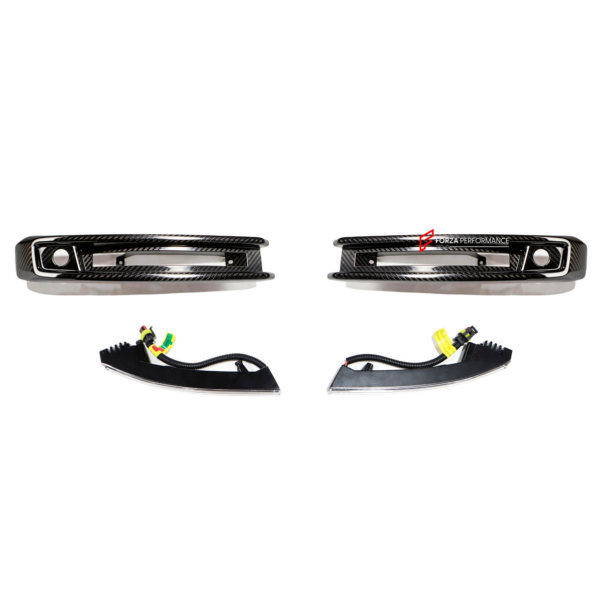 DRY CARBON Front Bumber Air Vents for Mercedes Benz W464 G63 2018 - 2024
Set includes:

Front Bumber Air Vents
Led Lights
Material: Dry Carbon

NOTE: Professional installation is required.