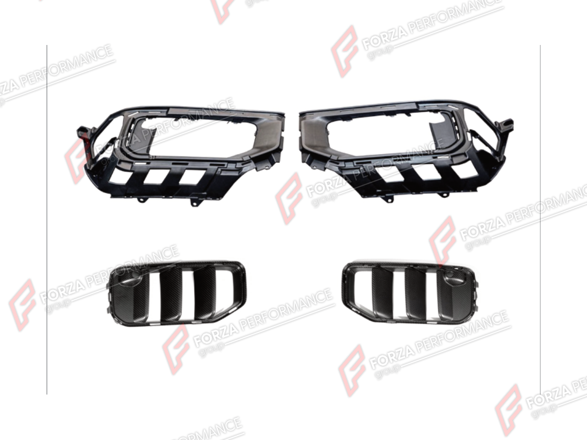 DRY CARBON FRONT BUMPER AIR VENTS for MERCEDES-BENZ G-CLASS W465 G63 G450D G500 G550 2025+

Set includes:
Front Bumper Air Vents

Material: Dry Carbon

NOTE: Professional installation is required.
