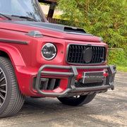 DRY CARBON FRONT BUMPER BULL BAR for MERCEDES-BENZ G-CLASS AMG W465 G63 2024+ FORZA PERFORMANCE custom fit LVT Design Style

Set includes:
Front Bumper Bull Bar

Material: Dry Carbon

NOTE: Professional installation is required.