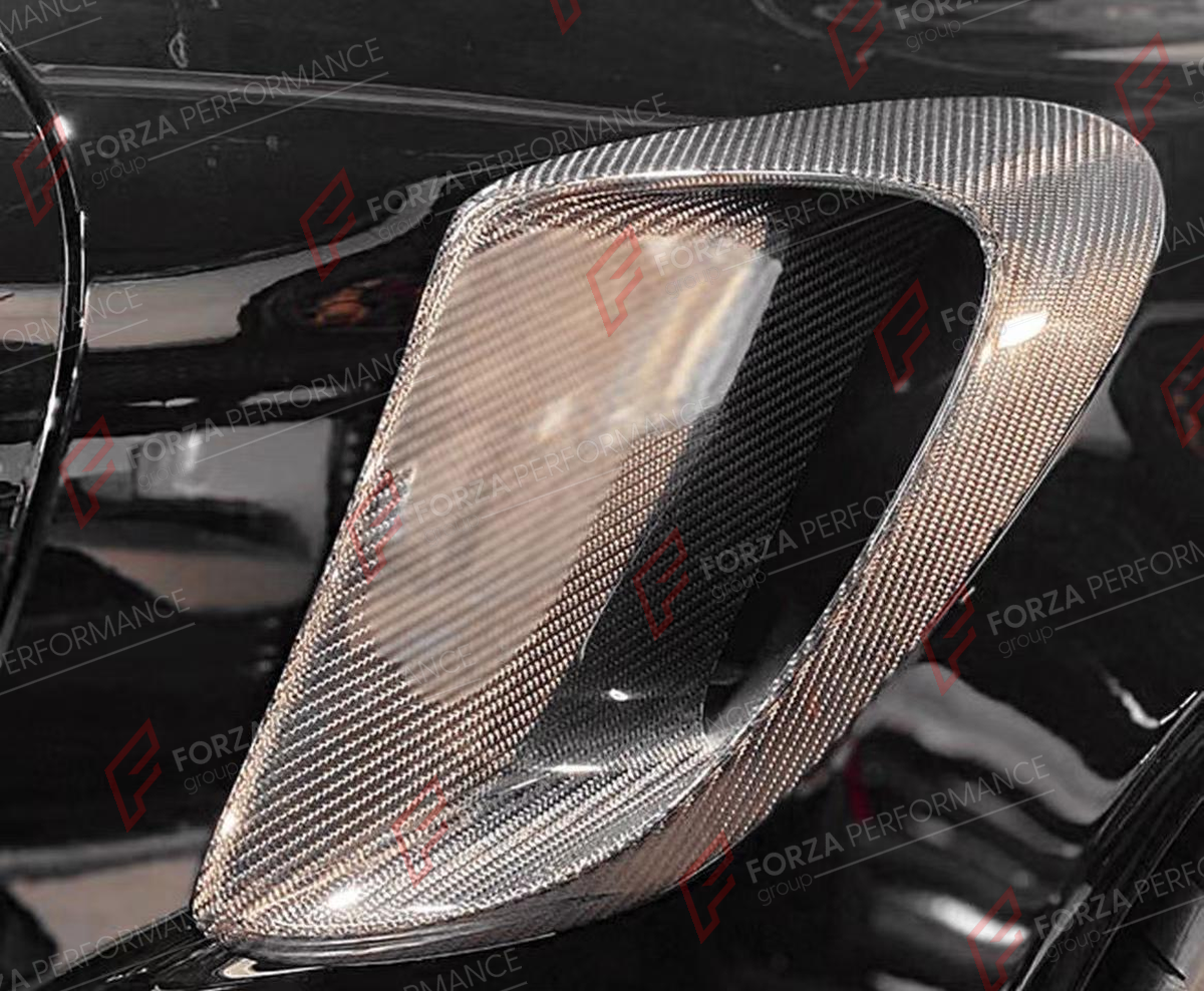 DRY CARBON FRONT BUMPER CANARDS AND SIDE FENDER VENTS for PORSCHE 911 991 TURBO S 2013 - 2019

Set includes:
Front Bumper Canards
Side Fender Vents

Material: Dry Carbon

NOTE: Professional installation is required.