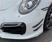 DRY CARBON FRONT BUMPER CANARDS AND SIDE FENDER VENTS for PORSCHE 911 991 TURBO S 2013 - 2019

Set includes:
Front Bumper Canards
Side Fender Vents

Material: Dry Carbon

NOTE: Professional installation is required.