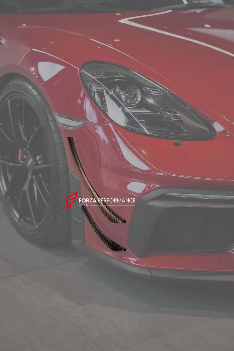 DRY CARBON FRONT BUMPER CANARDS for PORSCHE 718 982 GT4 2016+

Set includes:

Front Bumper Canards

Material: Dry Carbon

Note: Professional installation is required