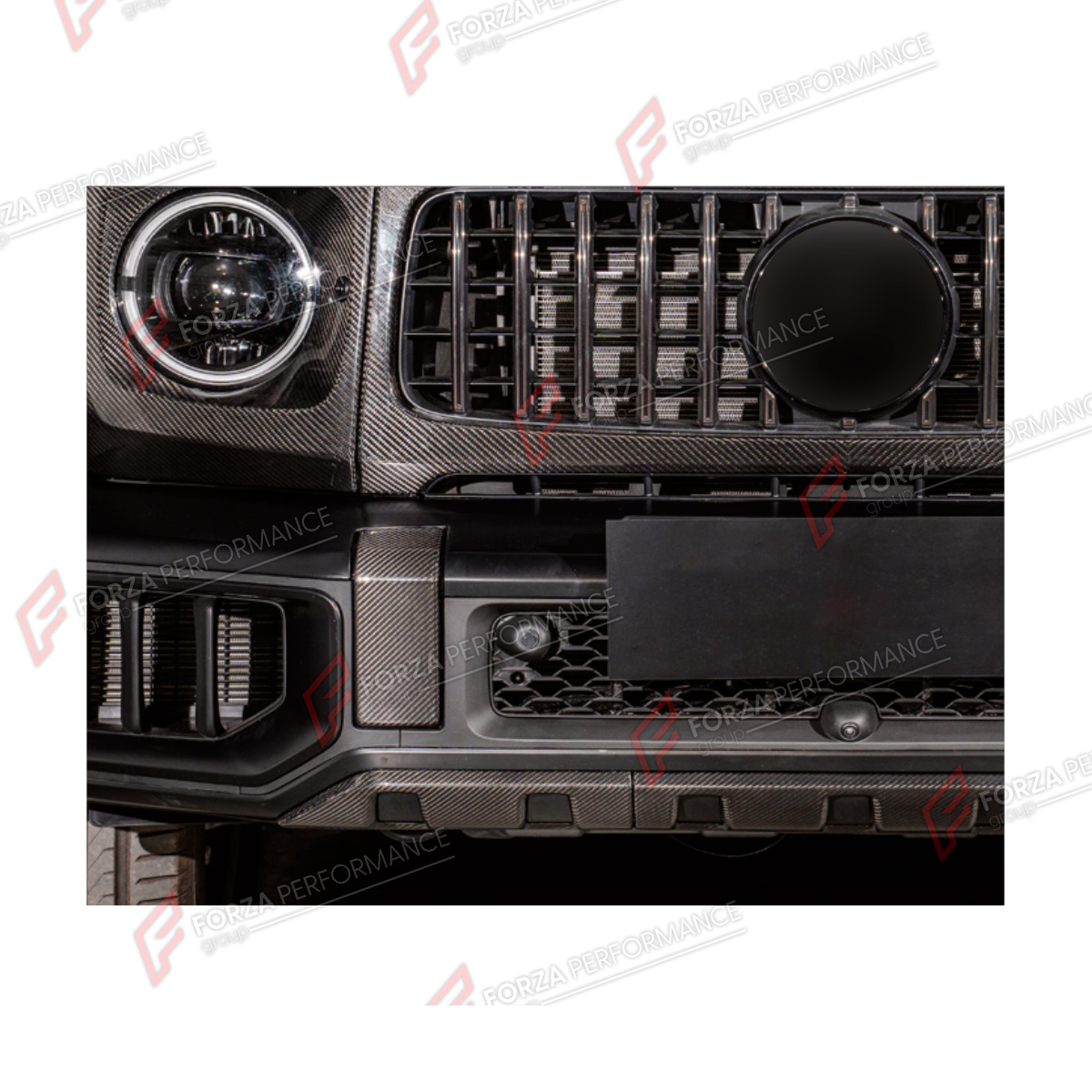 DRY CARBON FRONT BUMPER COVER TRIMS for MERCEDES-BENZ G-CLASS W465 G63 G450D G500 G550 2025+

Set includes:
Front Bumper Cover Trims

Material: Dry Carbon

NOTE: Professional installation is required.