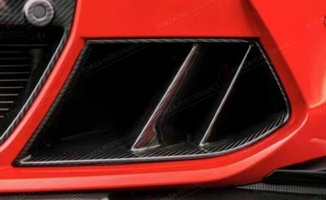 DRY CARBON FRONT BUMPER DUCTS DUAL SLAT STYLE for BMW M3 G80 2021+
Set includes:

Front Bumper Ducts
Material: Dry Carbon

NOTE: For G80 M3 only. Professional installation is required.