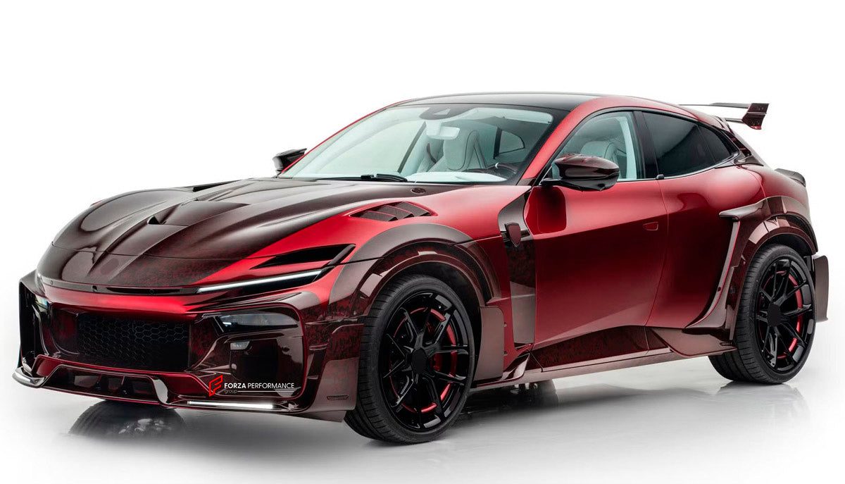 DRY CARBON FRONT BUMPER for FERRARI PUROSANGUE 2023+ FORZA PERFORMANCE Mansory
Set includes:

Front Bumper
Material: Dry Carbon

NOTE: Professional installation is required.