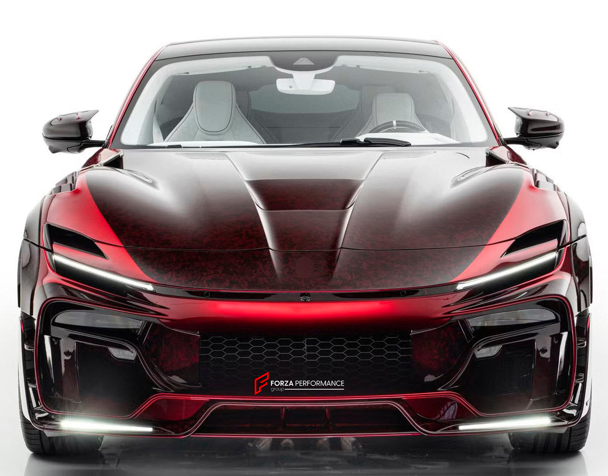 DRY CARBON FRONT BUMPER for FERRARI PUROSANGUE 2023+ FORZA PERFORMANCE Mansory
Set includes:

Front Bumper
Material: Dry Carbon

NOTE: Professional installation is required.