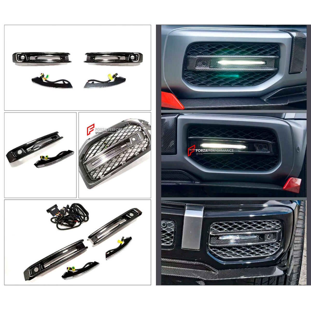 Dry Carbon Front Bumper Headlights for Mercedes Benz G Class W463A W464 2018 - 2024
Set includes:

Front Bumper Headlights
Material: Dry Carbon

NOTE: Professional installation is required.