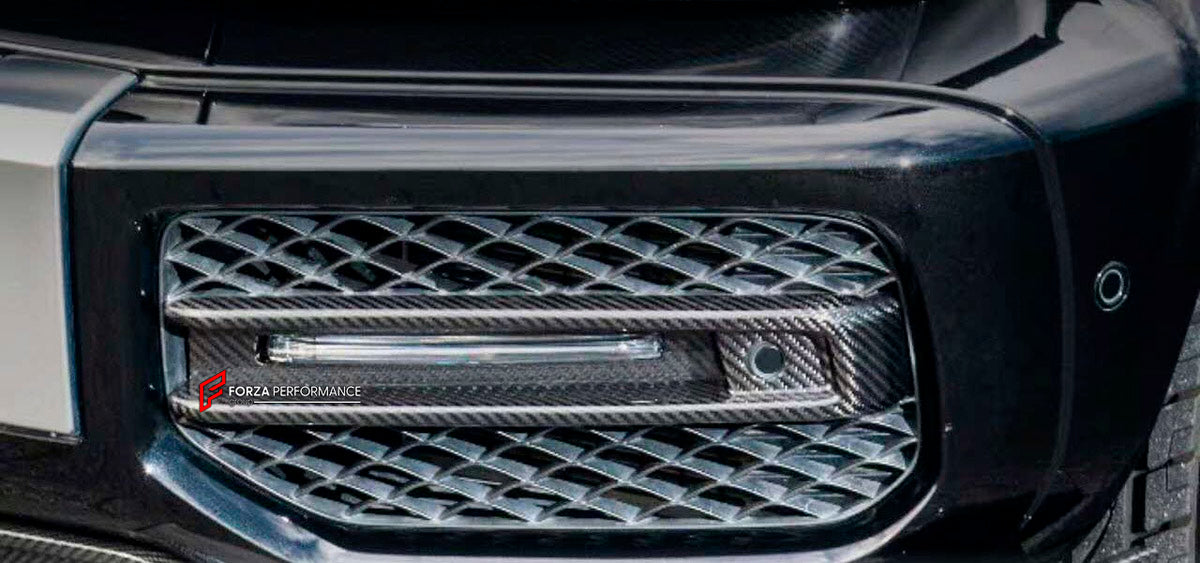 Dry Carbon Front Bumper Headlights for Mercedes Benz G Class W463A W464 2018 - 2024
Set includes:

Front Bumper Headlights
Material: Dry Carbon

NOTE: Professional installation is required.