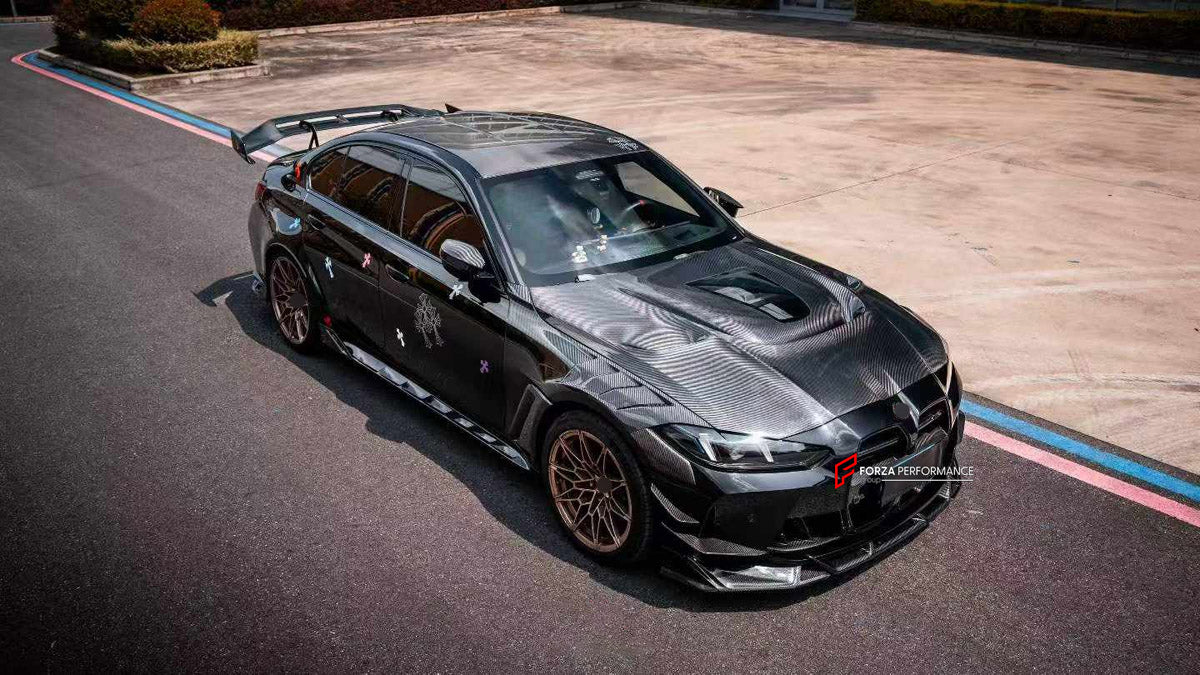 DRY CARBON FRONT FENDERS AND HOOD BONNET for BMW M3 G80 2020+

Set includes:
Hood Bonnet
Front Fenders

Material: Dry Carbon, Tempered Glass

NOTE: Professional installation is required.