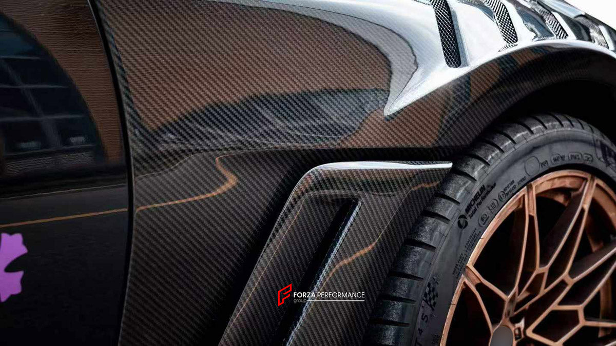 DRY CARBON FRONT FENDERS AND HOOD BONNET for BMW M3 G80 2020+

Set includes:
Hood Bonnet
Front Fenders

Material: Dry Carbon, Tempered Glass

NOTE: Professional installation is required.