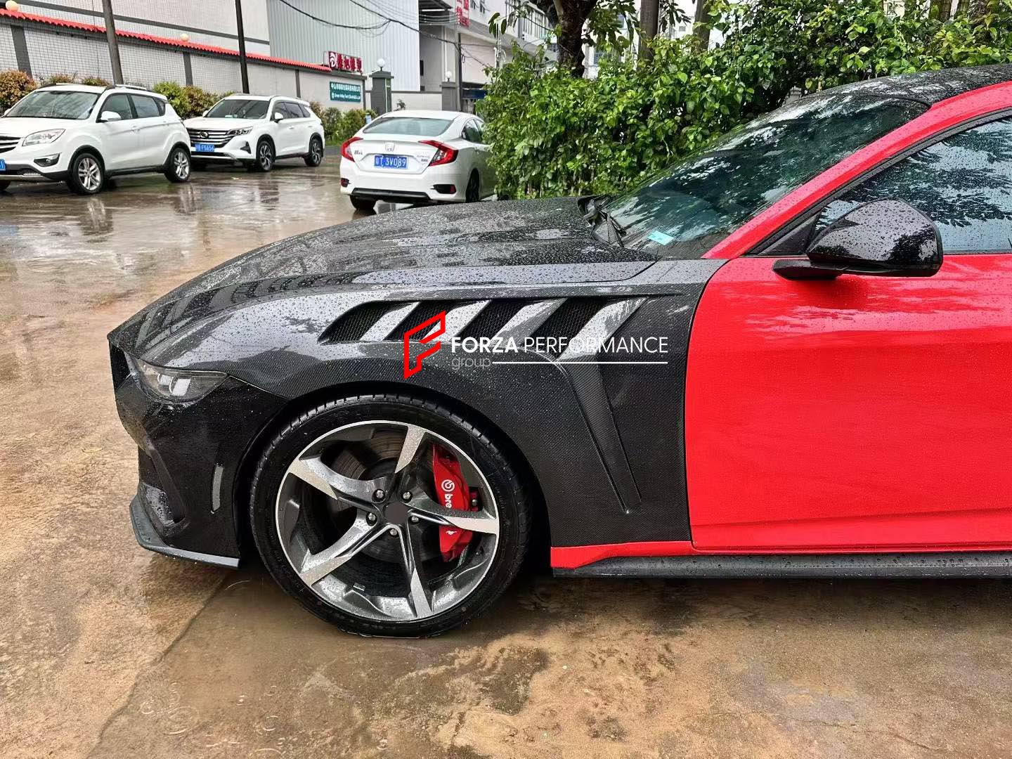 DRY CARBON FRONT FENDERS FOR FORD MUSTANG GTD 2025+ Forza Performance custom fit buy Langyu&ZLO style design