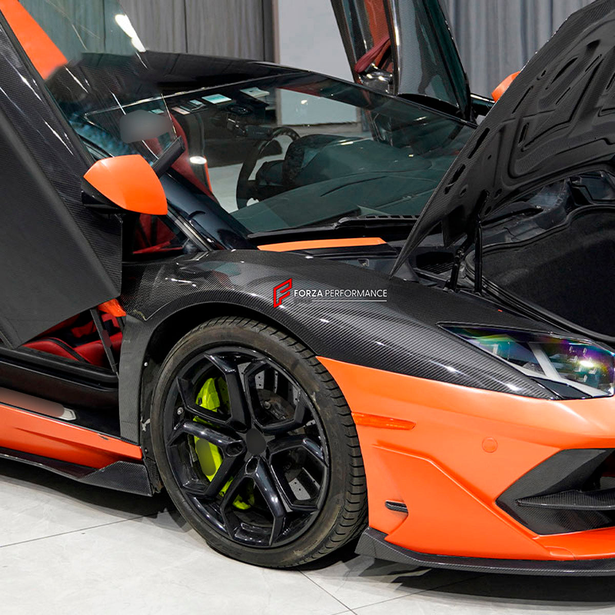 DRY CARBON Front Fenders for Lamborghini Aventador LP700 LP720 LP750 2011 - 2022
Set includes:

Front Fenders
Material: Dry Carbon

NOTE: Professional installation is required.