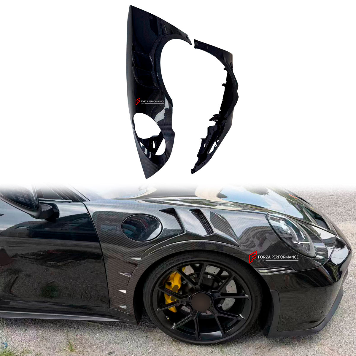 DRY CARBON Front Fenders for Porsche 911 992.1 Carrera 2019 - 2025
Set includes:

Front Fenders
Material: Dry Carbon

NOTE: Professional installation is required.