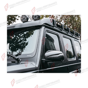 DRY CARBON FRONT ROOF TRIM STRIP WITH A-PILLAR COVERS for MERCEDES-BENZ G-CLASS W465 G63 G450D G500 G550 2025+

Set includes:
Front Roof Trim Strip
A-Pillar Covers

Material: Dry Carbon

NOTE: Professional installation is required.